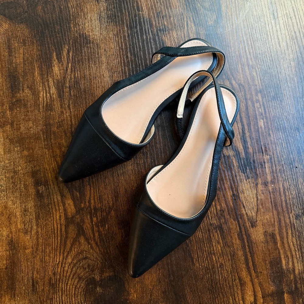 SHEIN Black Pointed Slingback Flats